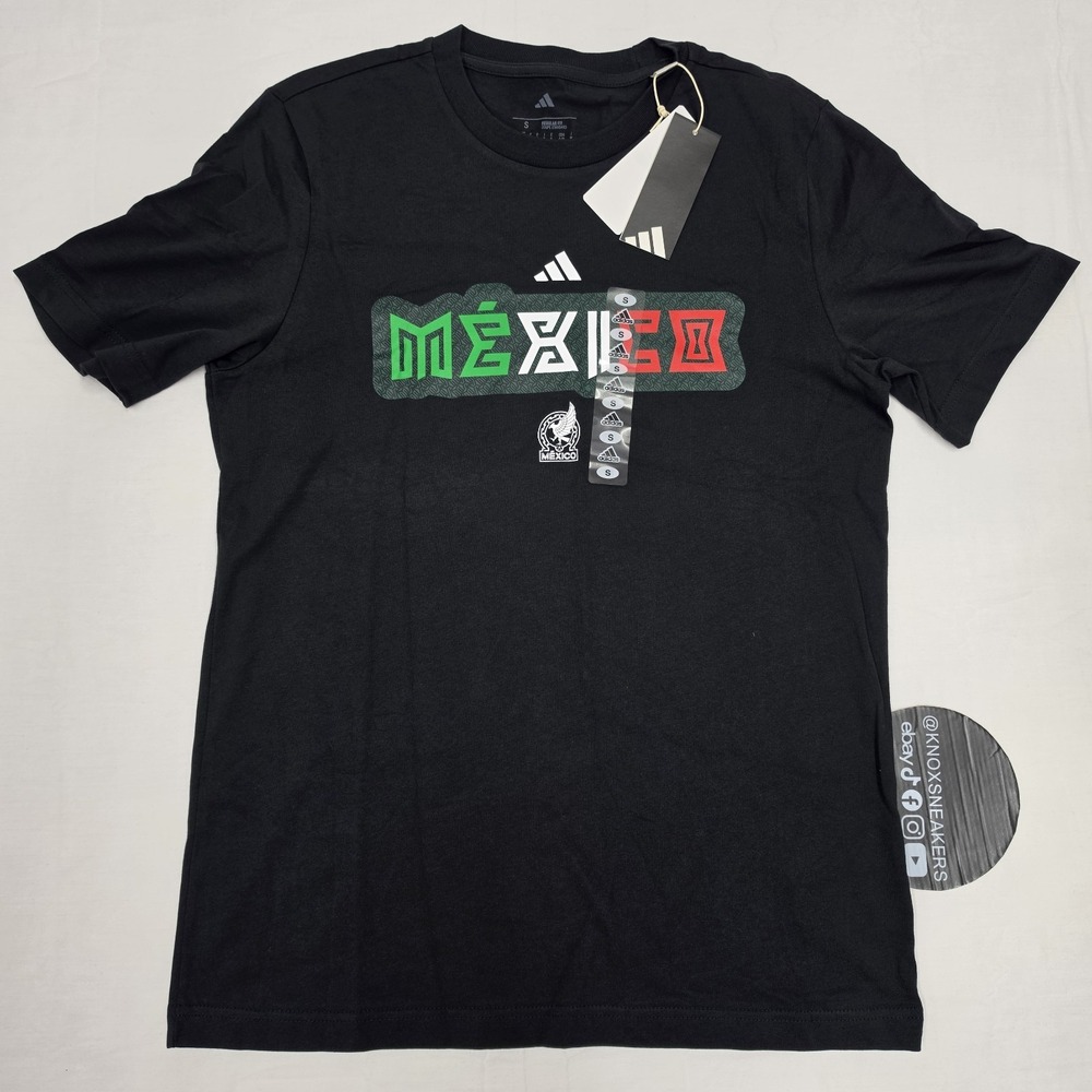 adidas World Cup 26 Mexico Home Graphic Tee Black SB1158-KQ7753 Men's Size Small